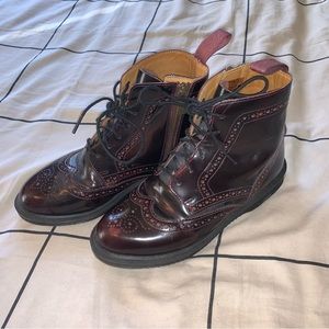 Dr. Martens Delphine Brogue 6 Eye Boots Deep Red Size 8